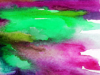 Watercolor abstract bright colorful textural background handmade . Painting of sky and clouds during sunset . Modern sky scape . Shine