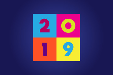 Happy new year 2019 greeting card design