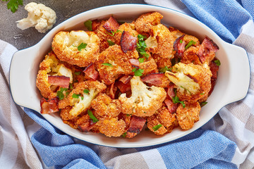 delicious baked in oven Breaded cauliflower