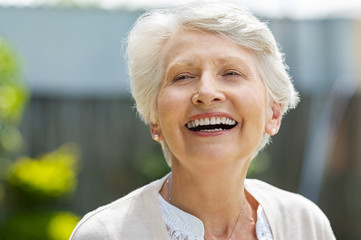 Fototapeta na wymiar Senior woman laughing
