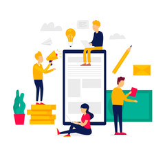 Online banking, electronic payments, money, coins. Flat illustration isolated on white background.