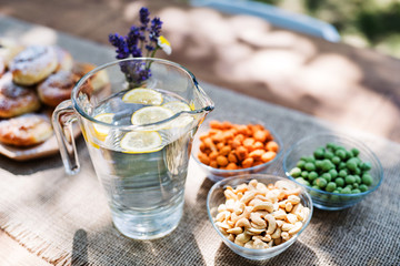 Table set for a garden party or celebration outside.