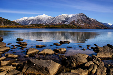 Sunrise light in this quite mountain lake