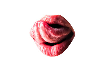 Sexy woman. Sexy female lips. Sensual tongue and sexy mouth. Sex education - BDSM kamasutra erotic...