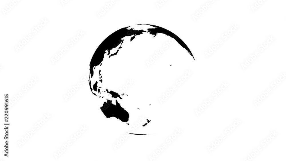 Wall mural planet earth is black on white. seamless loop animation