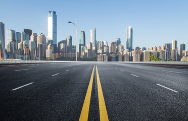 Fototapeta premium The expressway and the modern city skyline are in Chongqing, China.