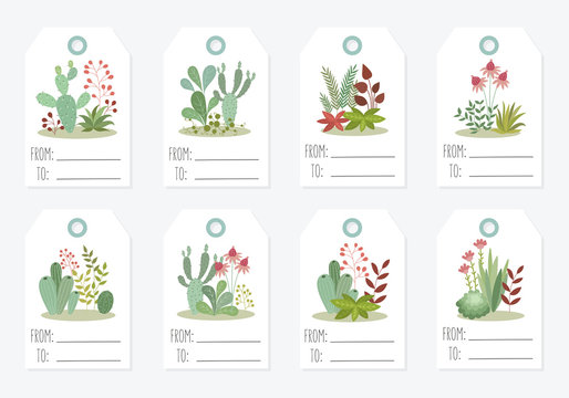 vector tags labels collection with cute house plants gardening stock vector adobe stock