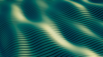 Green background with lines. 3d illustration, 3d rendering.