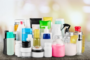 still life portrait of a group of product packaging. isolated