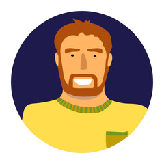 Vector portrait of smiling man in a circle