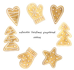 watercolor Christmas gingerbread cookies