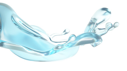 A blue splash of water. 3d illustration, 3d rendering.