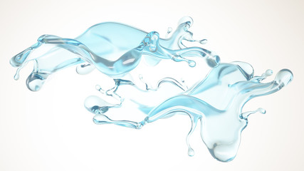 A blue splash of water. 3d illustration, 3d rendering.