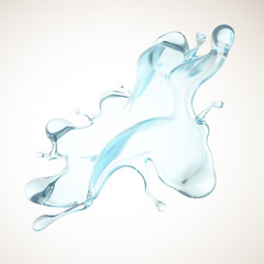 A blue splash of water. 3d illustration, 3d rendering.