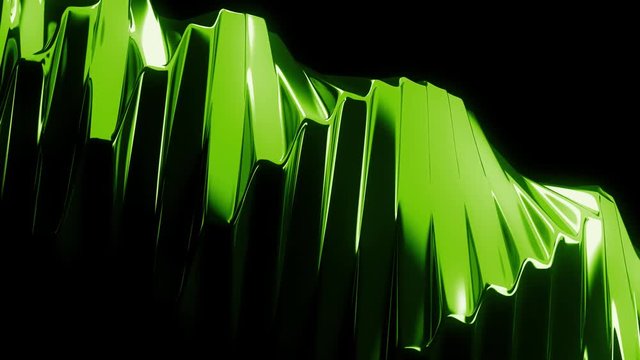 3d render abstract background with twisted metallic shape. Complex distortion of geometry. Reflective material. Loopable rotation animation.
