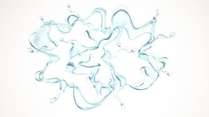 A blue splash of water. 3d illustration, 3d rendering.