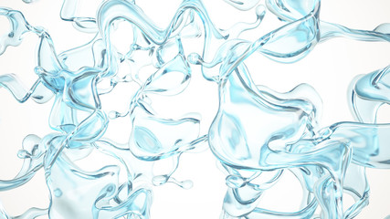 A blue splash of water. 3d illustration, 3d rendering.