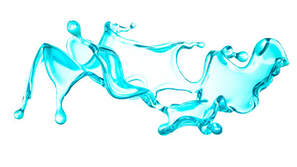 Obraz na płótnie Canvas A blue splash of water. 3d illustration, 3d rendering.