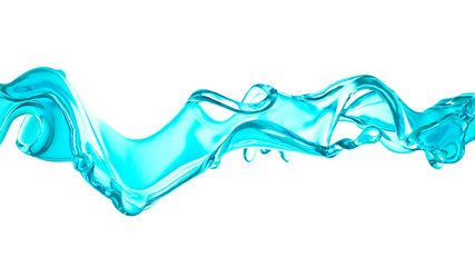 A blue splash of water. 3d illustration, 3d rendering.