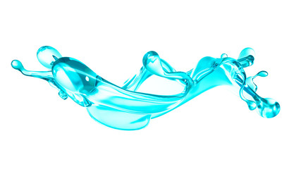 Fototapeta premium A blue splash of water. 3d illustration, 3d rendering.
