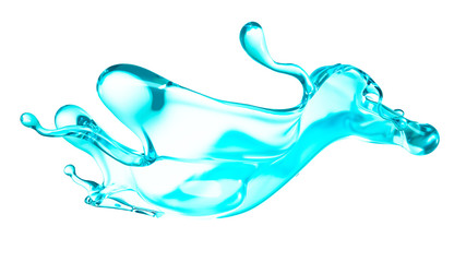 A blue splash of water. 3d illustration, 3d rendering.