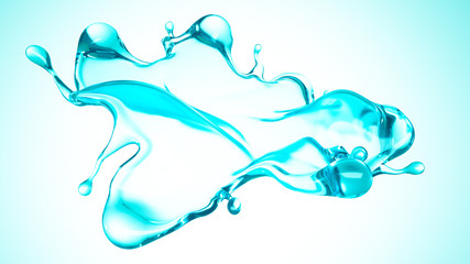 Obraz na płótnie Canvas A blue splash of water. 3d illustration, 3d rendering.