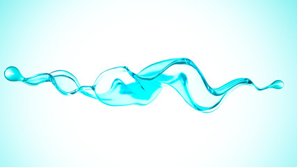 A blue splash of water. 3d illustration, 3d rendering.