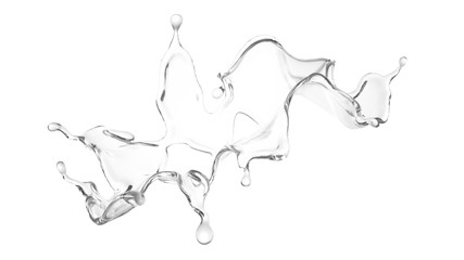 A clear splash of water. 3d illustration, 3d rendering.