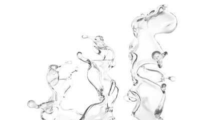 Fototapeta na wymiar A clear splash of water. 3d illustration, 3d rendering.