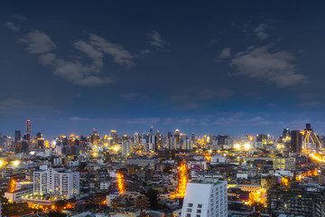 cityscape Bangkok skyline in Twilight night view, Thailand. Bangkok is metropolis and favorite of...