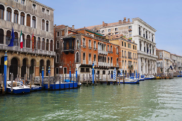 Venice, Italy, Grand canal. The Grand canal is the most famous Venetian canal that runs through the city.
