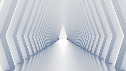 White tunnel and light. 3d illustration, 3d rendering.