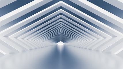 White tunnel and light. 3d illustration, 3d rendering.