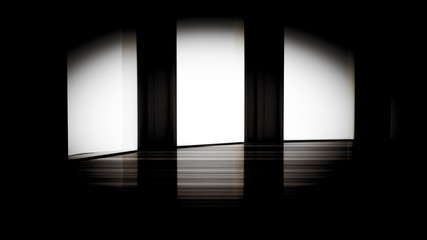 Grim black empty interior. 3d illustration, 3d rendering.