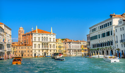 Fototapeta na wymiar Colorful Grand Canal Boats Gondolas Venice Italy