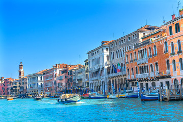 Colorful Grand Canal Boats Gondolas Venice Italy