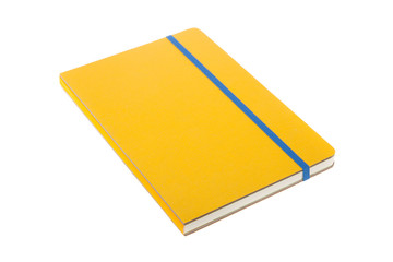 Yellow color cover note book isolated. Sketch book.