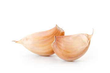 Raw garlic segments.