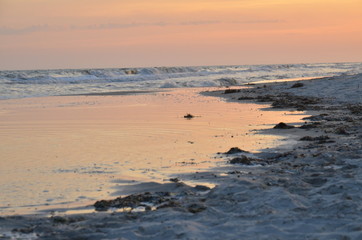 sunset in the autumn at sea