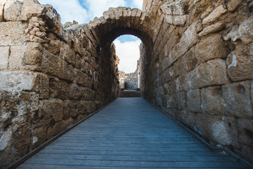 Fototapeta na wymiar Cesarea Amphitheater Walkway