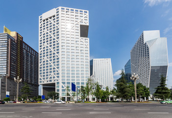 empty highway with cityscape of chengdu,China
