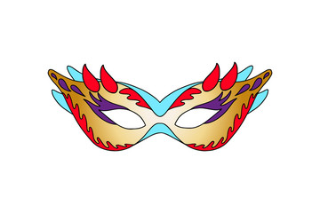 Obraz premium Hand drawn Carnival mask. Happy carnival festive concept. Illustrations of venetian painted carnival facial mask for party, festive design, decoration. Vector illustration. 