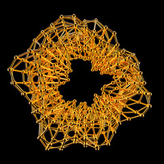 Abstract golden form on a black background. 3d illustration, 3d rendering.