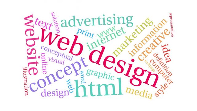 Web Design word cloud on a white background.