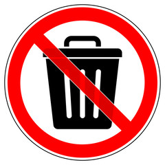 srr448 SignRoundRed - german - Verbotszeichen - Mülltonne benutzen verboten / Deckel geschlossen - english - prohibition sign - trash bin not allowed / prohibited - red xxl g6557