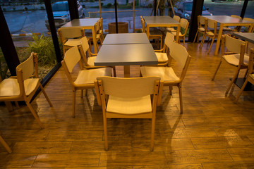 Table and chairs in Coffee shop