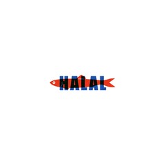 Fototapeta na wymiar 100% halal fish meat sign badge label logo vector icon illustration
