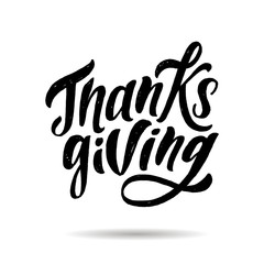 Obraz premium Happy Thanksgiving lettering Calligraphy Brush Text Holiday Vector Sticker Gold