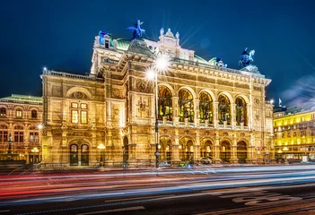 Foto op Canvas Weense Staatsopera & 39 s nachts, Wenen, Oostenrijk. © Tryfonov