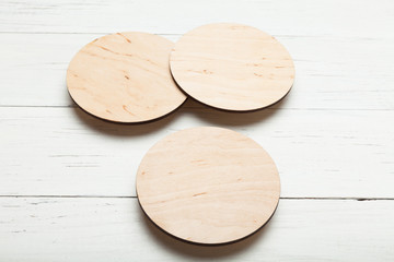 Beer coaster, circle wooden mockup.